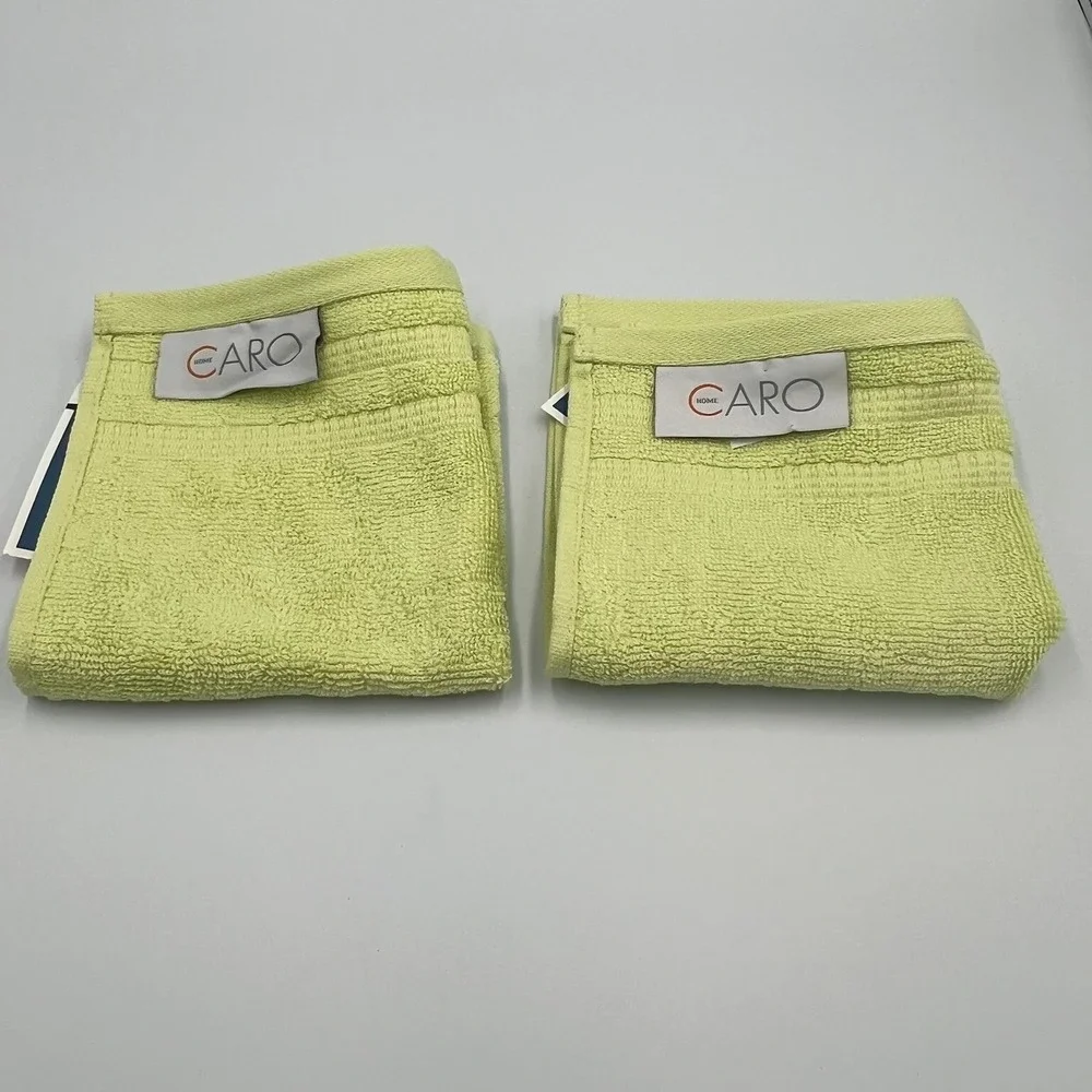 Caro Home Towel Set Unisex OS Lime Green NWT 3 Piece Cotton Hand Washcloth